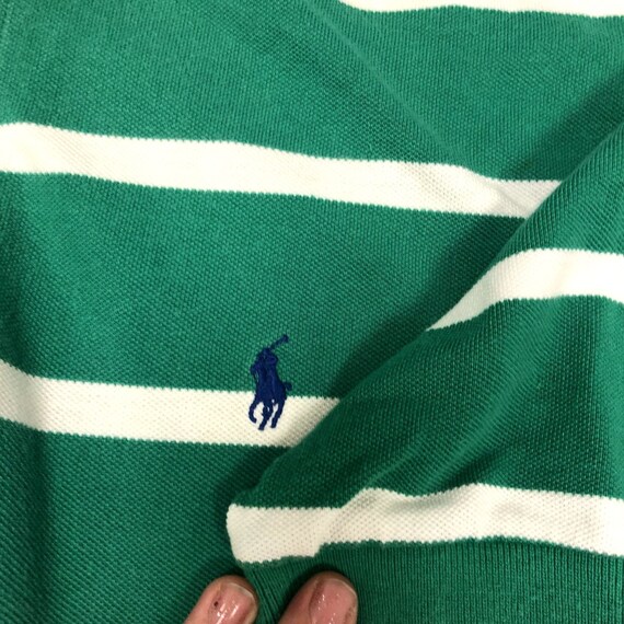 Vintage 80 90's Ralph Lauren Green STRIPE POLO Lo… - image 5