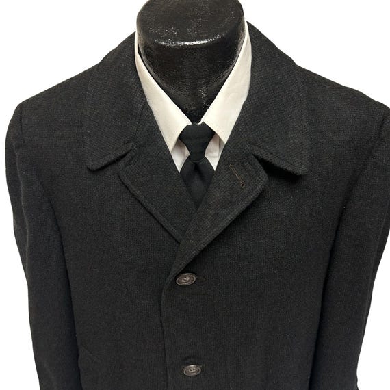 Vintage 60's Bond Clothes Men's Charcoal Overcoat Top Coat Lined 1