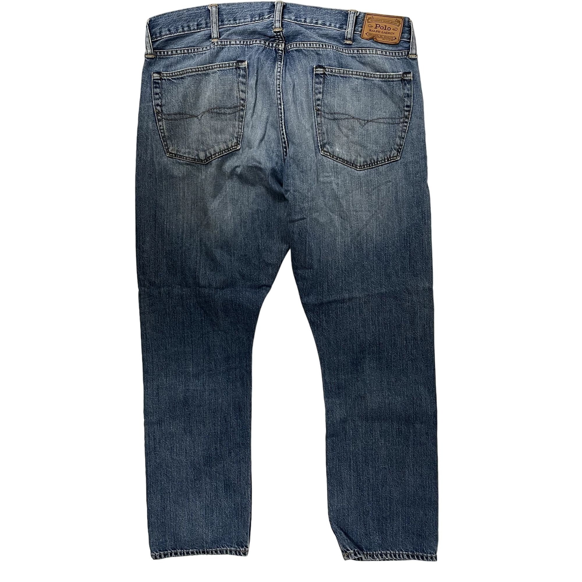 Vintage Y2K Polo Ralph Lauren Men's Blue Jeans DISTRESSED Denim