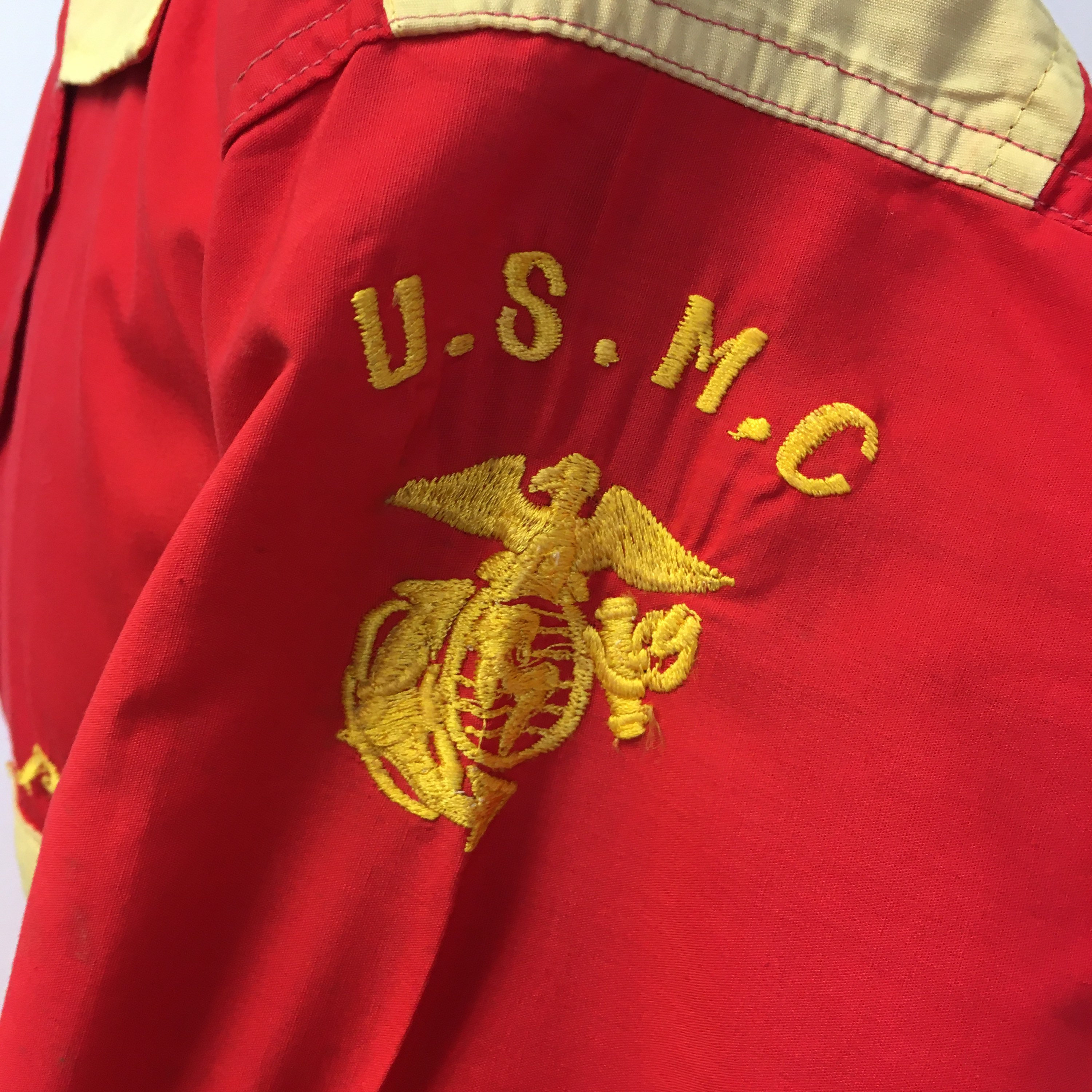 Vintage 50-60's Military Red Gold Embroidered USMC 3rd Mar