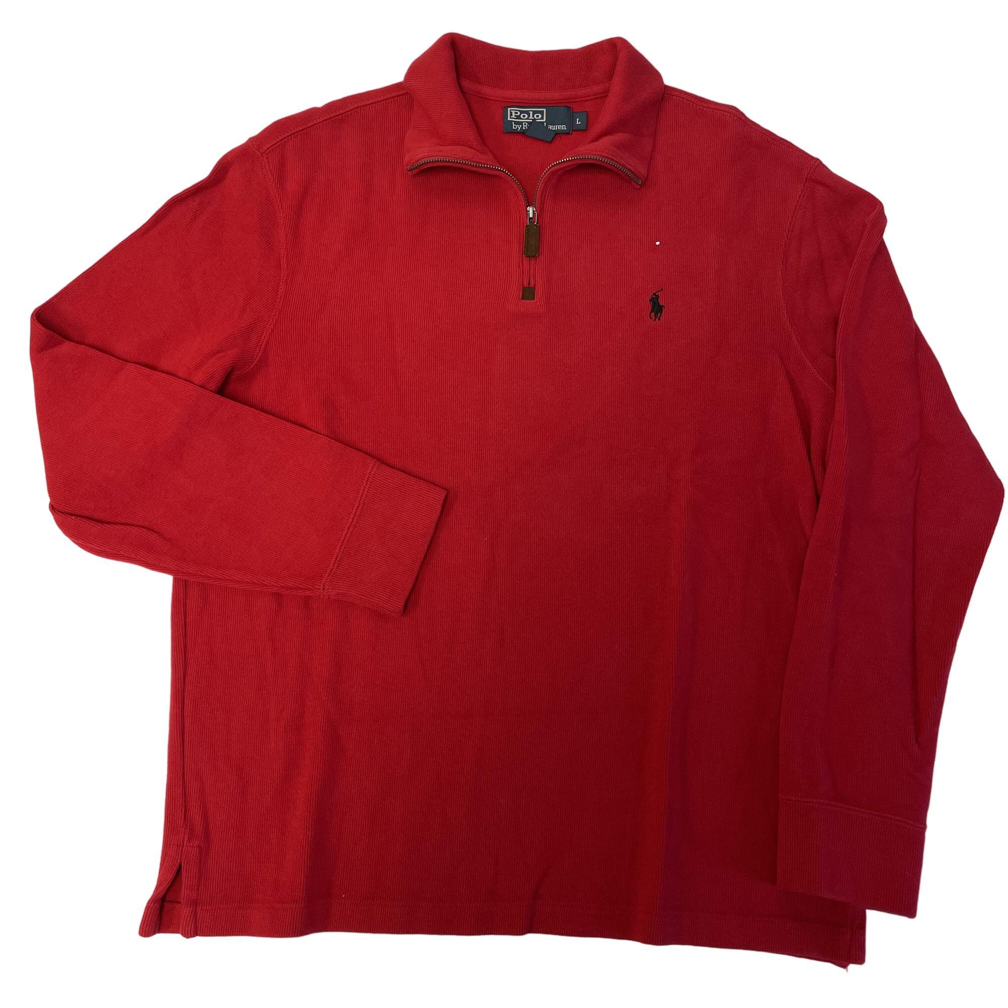 Vintage Y2K 00's Ralph Lauren KNIT 1/4 Zip POLO Logo Pony RED