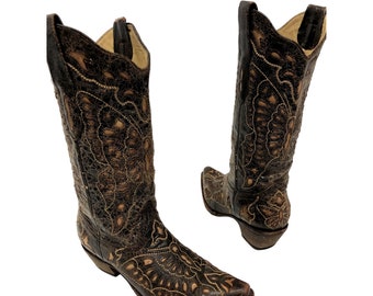 Corral Vintage A1926 Brown Leather BUTTERFLY INLAY Cowboy Western