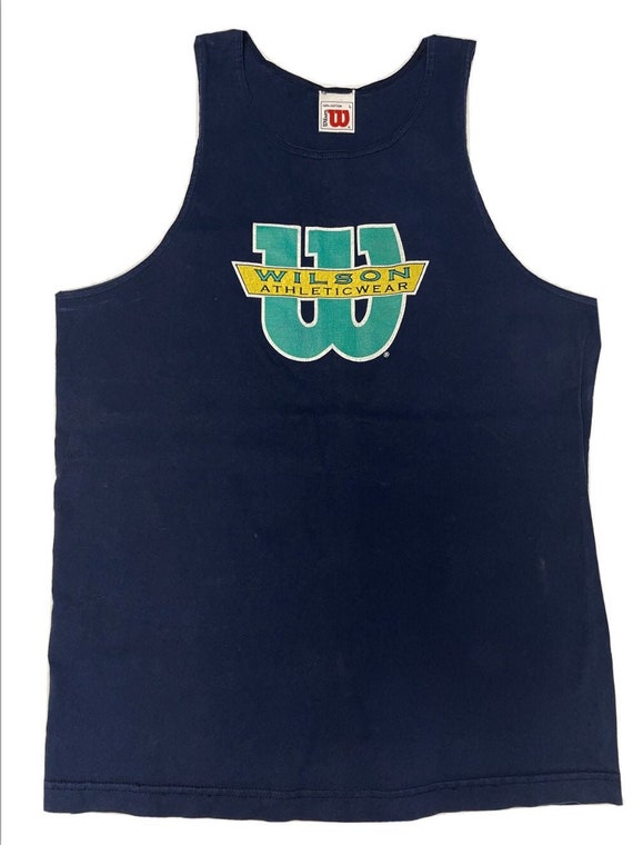 Vintage Wilson 90's WU-TANK Top Blue MUSCLE Sleev… - image 1