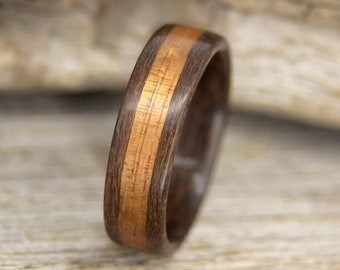 Wood Ring - Size 11.5 - Louro Preto and Hawaiian Koa Wooden Ring - Ready to Ship Bentwood Ring