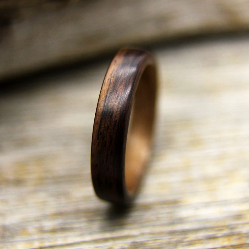 Indian Rosewood and Walnut Wooden Ring Ready to Ship Bentwood Ring Size 8 Wood Ring