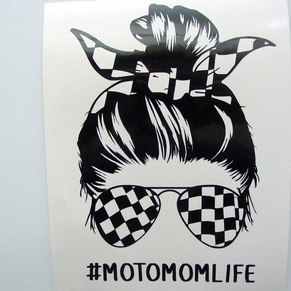 Mom Decal, Messy Mom Bun Sticker, Moto Mom Life Messy Bun Decal for Mom, Mom Life Sticker, Car Decal, Laptop Decal, Tumbler Decal for Women