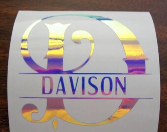 Split Letter, Initial & Name, Personalized, Monogram, Tumbler Car Sticker