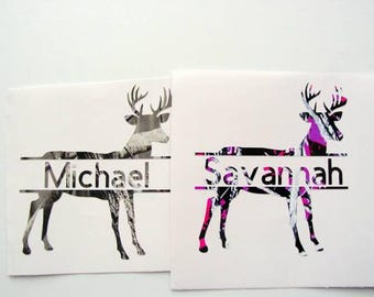 Camo Deer Decal, Hunting Decal, Deer Monogram Sticker Decal, Hunting Sticker, Dad Decal, Car Decal, Tumbler Decal