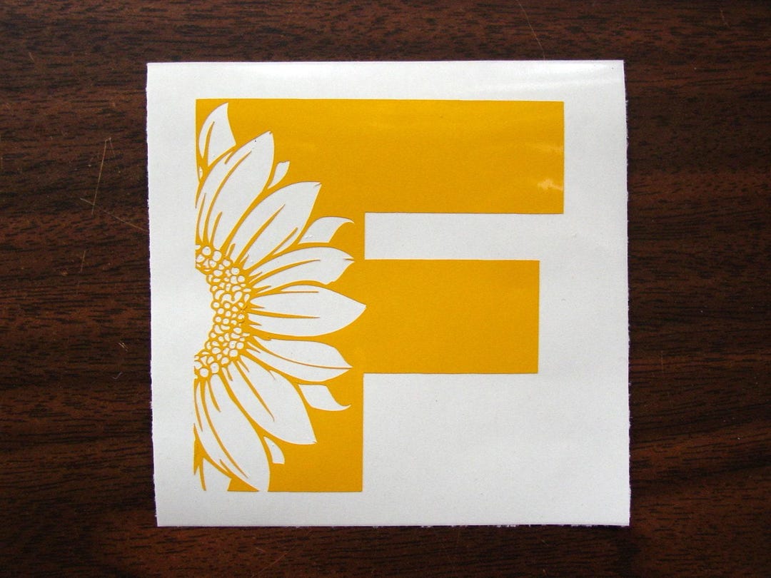 Sunflower Initial Decal - Personalized Vinyl for Car Laptop Tumbler ...