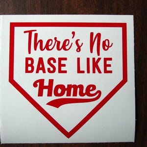 Baseball Vinyl Decal, There&#39;s No Base Like Home Sticker, Sports Decal, Car Decal, Baseball Sticker, Baseball Sticker, Tumbler Sticker