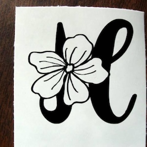 Floral Initial Sticker - Fancy Single Letter Decal for Laptops and Tumblers Vinyl Decal for Personalization - Custom Monogram Initial Decal