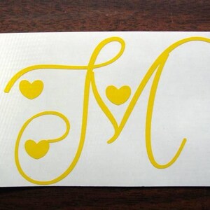 Initial Decal With Heart, Personalized Initial, Car Laptop Decal, Tumbler Decal For Women
