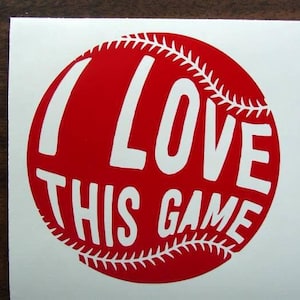 Baseball Vinyl Decal, I Love This Game Decal, Baseball Sticker, Baseball Player Decal, Sports Decal, Car Decal, Laptop Decal, Tumbler Decal