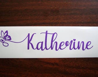 Butterfly Name Decal, Tumbler Decal, Butterfly Name Sticker, Water Bottle, Butterfly Decal