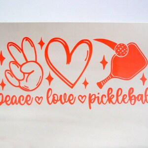 Peace Love, Pickleball Decal, Sports Decal, Car Laptop Tumbler Decal for Women