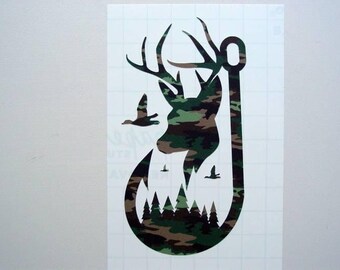 Hunting Decal, Fishing, Duck, Deer Head Sticker Decal, Hunting Sticker, Dad Decal, Car Decal, Laptop Decal, Tumbler Decal