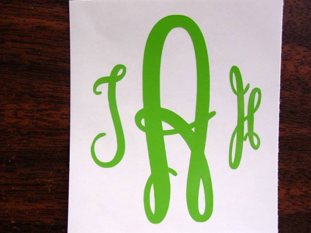 Personalized Script Monogram Monogram Decal, Script Name Decal, Vinyl Decal, Personalized Decal ...