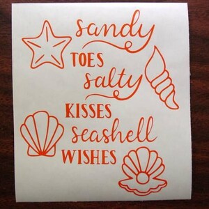 Sandy Toes Salty Kisses Seashell Wishes Vinyl Decal, Car Decal, Laptop Decal, Computer Decal, Tumbler, Beach Decal