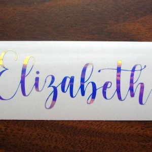 Holographic Name Decal, Personalized Decal, Script Decal, Water Bottle Decal, Script Name Decal