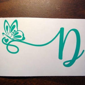Personalized Butterfly Initial Vinyl Decal - Car Laptop Tumblers - Multiple Sizes  Colors