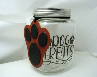 Personalized Etched Glass Dog Treat Jar, Pet Gift