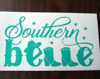 Southern Belle Decal, Cowboy Boots Sticker, Southern Heritage Vinyl Decal, Southern Sticker, Car Decal, Laptop Decal, Tumbler Decal
