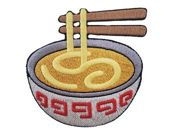 Ramen Noodle Embroidered Patch – 3.5″ – Hook & Loop or Iron-On Backing