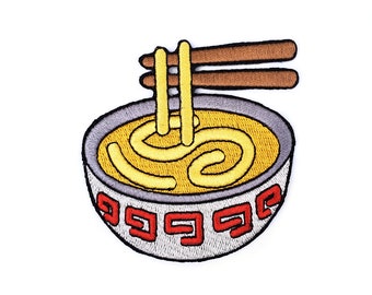 Ramen Noodle Embroidered Patch – 3.5″ – Hook & Loop or Iron-On Backing