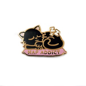 Nap Addict Cat Enamel Pin - 1.25 Inch Collectible Lapel Pin With Rubber & Metal Backs - View #9