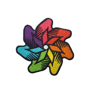 Pinwheel Rainbow Patch for Jacket, for Hat, for Bag, for Jeans, Iron on Patch, Embroidered Patch, Applique, Cute Patch, Cool Patch