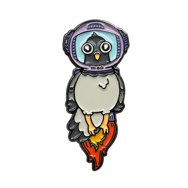 Astronaut Pigeon Enamel Pin - Lapel Pin for Fitted Hats, Pin for Jacket