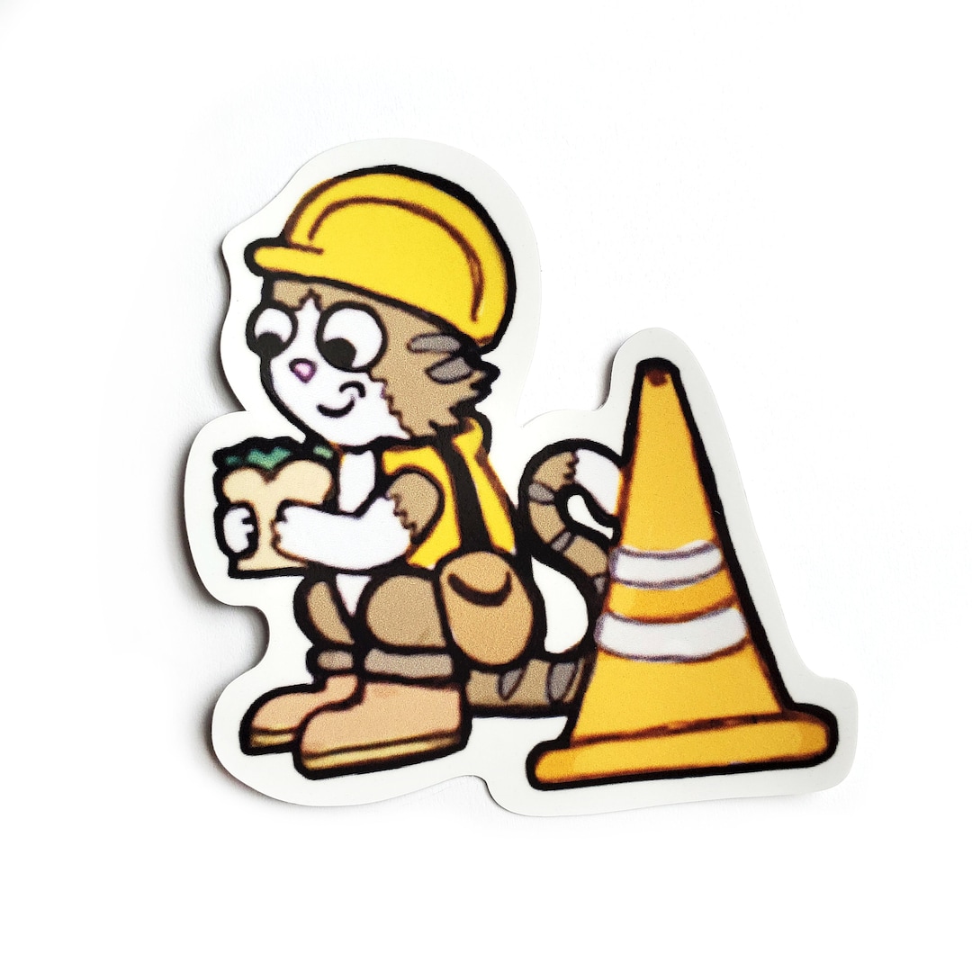 Construction Worker Cat Vinyl Sticker for Hydroflask, Waterproof ...