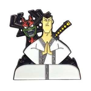 Samurai Jack Enamel Pin 90s Ninja Cartoon Heady Festival Hat and Lapel, Enamel Pin for Fitted Hats, Pin for Bag ,Fitted Pins, Pin for Kids image 1