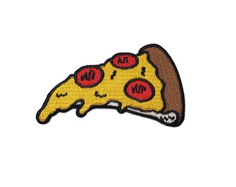 Pizza Slice Embroidered Patch – 3.5″ – Hook & Loop or Iron-On Backing