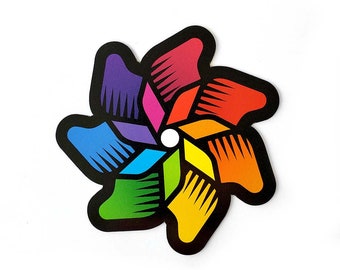 Rainbow Pinwheel Magnet | Weatherproof Car Magnet | Vinyl Fridge Magnet | Locker Magnet | Car Bumper Magnet | Cute Magnet | Pride Magnet