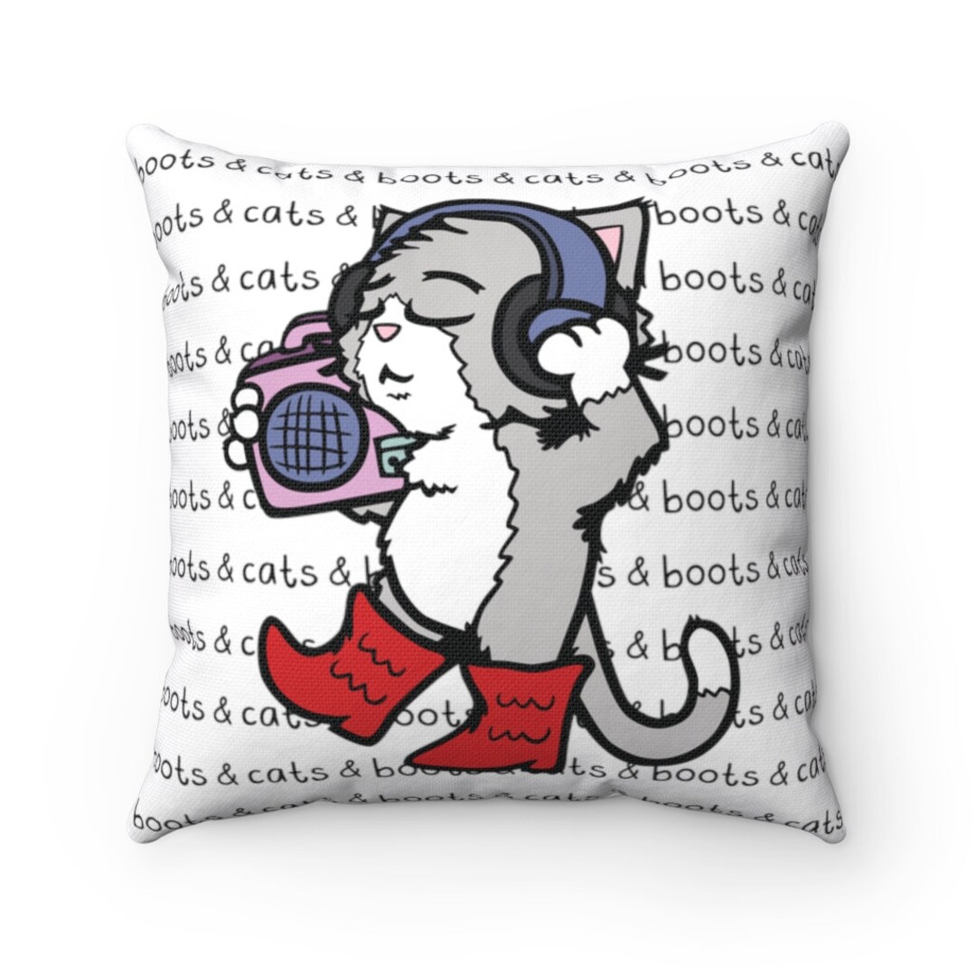 Boots and Cats Beatbox Stereo Square Pillow Case Cover Etsy