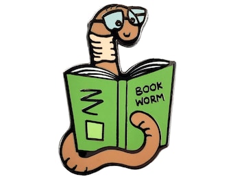 Pin de esmalte duro de gusano de biblioteca – 1.5" – Níquel negro