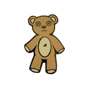 Teddy Bear Hard Enamel Pin – 1.25" – Gold Metal
