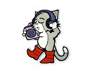 Boots & Cats Vinyl Sticker para Hydroflask, Pegatina impermeable, Pegatina resistente a la intemperie para computadora portátil, Calcomanía de automóvil, Pegatinas de parachoques, Botella de agua