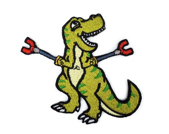Dinosaur Trex Arms Embroidered Patch – 3.5″ – Hook & Loop or Iron-On Backing