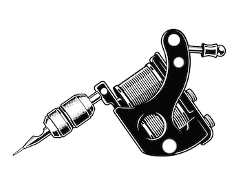 Tattoo Machine Vinyl Sticker for Hydroflask, Waterproof Sticker, Weatherproof Sticker for Laptop, Car Decal, Bumper Stickers, Water Bottle