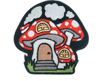 Mushroom House Patch - Morale Patch, Hook and Loop Patch for Backpack, Hat, Iron on Patch, Tactical Patch, EDC