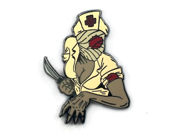 Halloween Nurse Hard Enamel Pin – 1.5" – Black Nickel