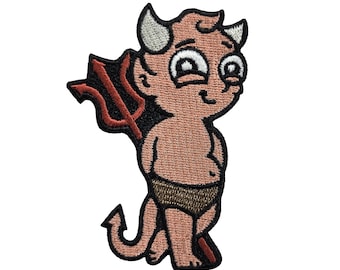 Devil Embroidered Patch – 3.4x2.3" – Hook & Loop or Iron-On Backing