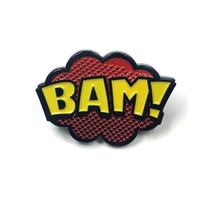 BAM Pop Art Comic Book Enamel Pin for Backpack, Pin for Bag, for Purse, Pin for Jacket, Lapel Pin, Enamel Pin for Fitted Hats, Pin for Kids