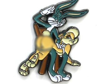 Kinky Lola and Bugs Bunny Enamel Pin BDSM Bondage Sexy Cartoon Heady Festival Hat and Lapel