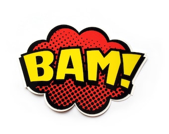 BAM Comic Book Vinyl Sticker for Hydroflask, Waterproof Sticker, Weatherproof Sticker for Laptop, Car Decal, Bumper Stickers, Water Bottle