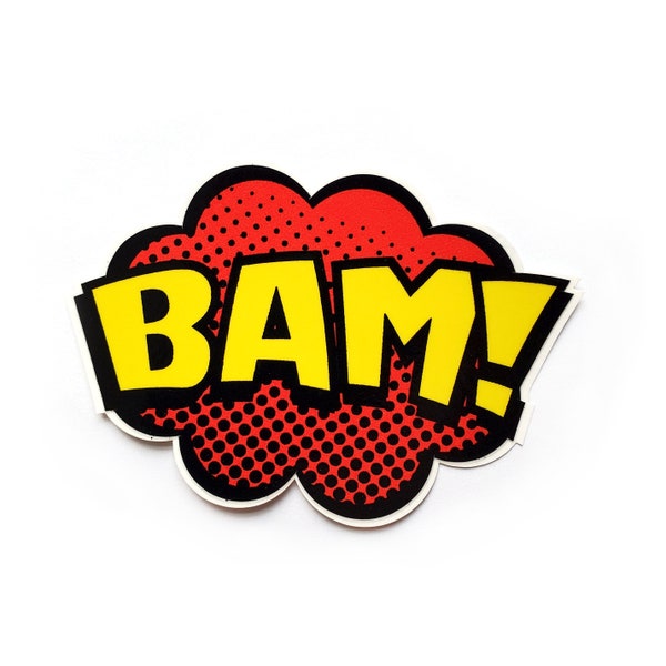 BAM Comic Book Vinyl Sticker for Hydroflask, Waterproof Sticker, Weatherproof Sticker for Laptop, Car Decal, Bumper Stickers, Water Bottle