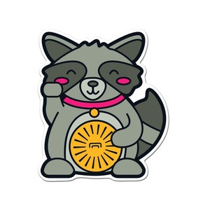 Lucky Raccoon Vinyl Sticker for Hydroflask, Waterproof Sticker, Weatherproof Sticker for Laptop, Car Decal, Bumper Stickers, Water Bottle