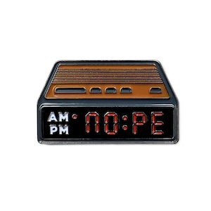 NOPE Alarm Clock Enamel Pin for Backpack, Pin for Bag, for Purse, Pin for Jacket, Lapel Pin, Enamel Pin for Fitted Hats, Enamel Pin for Kids